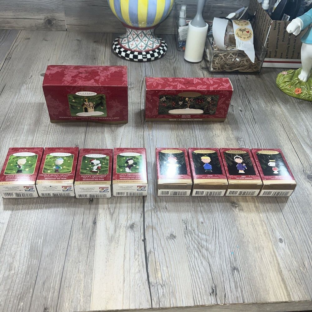 Hallmark Peanuts A Snoopy Christmas AND Charlie Brown Christmas 2 Ornament Sets